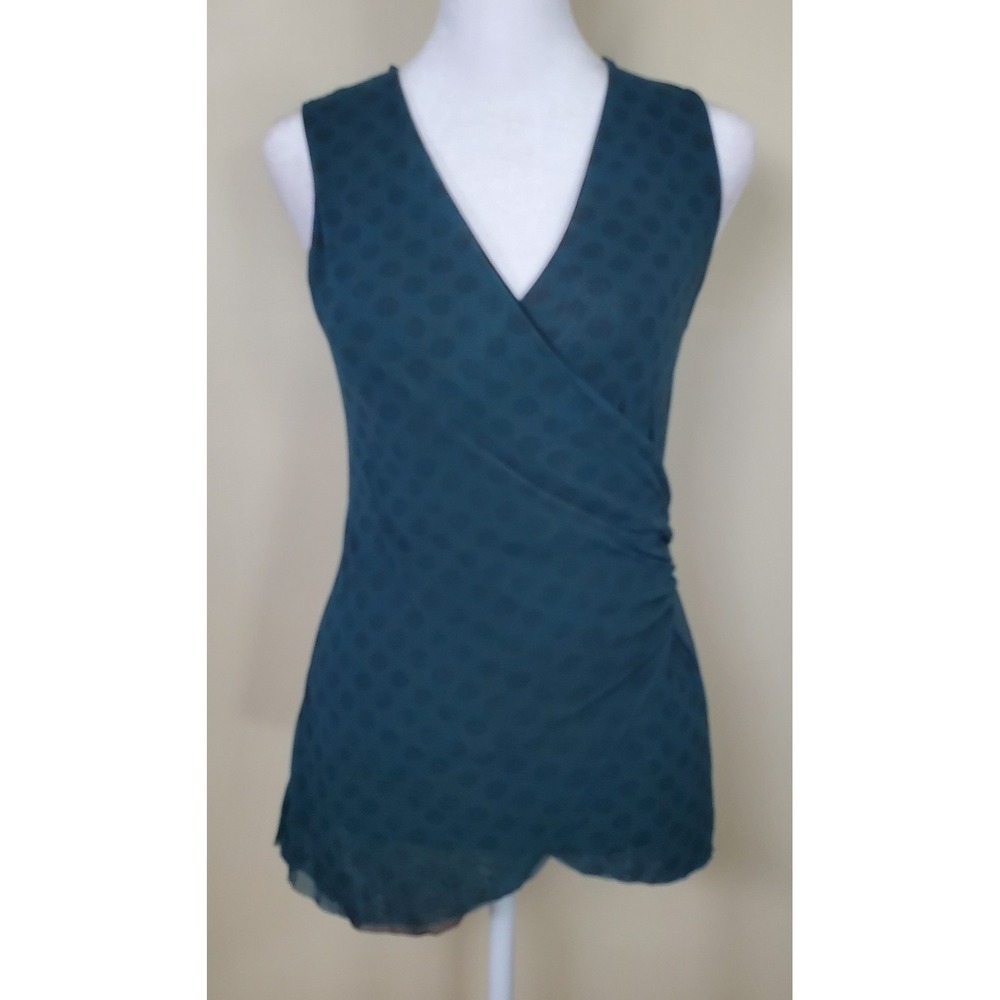 Sweet Pea Stacy Frati Vtg Y2K 90's Mesh Sleeveless Gauzy Polka Dot Faux Wrap